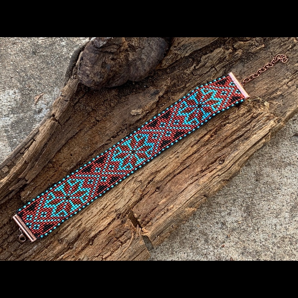NWOT Native Star Indian Seed Bead Cuff Bracelet